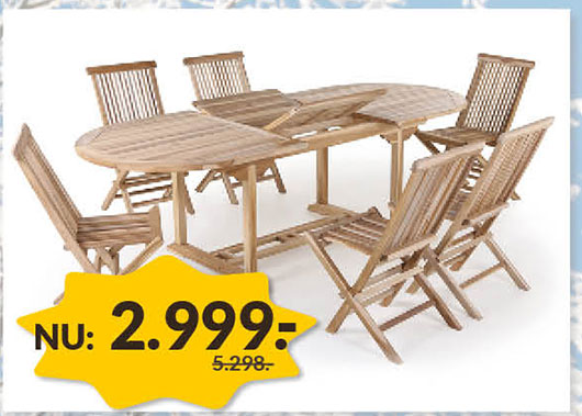 MALAGA KØLN TEAK HAVEMØBELSÆT - VINTERUDSALG